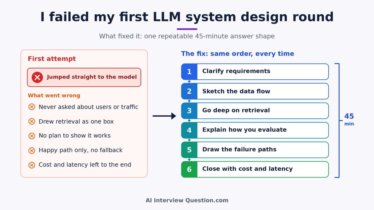 I failed my first LLM system design round. Here's what fixed it